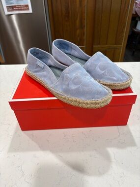 Coach Light Blue Canvas Espadrille Slip-Ons
